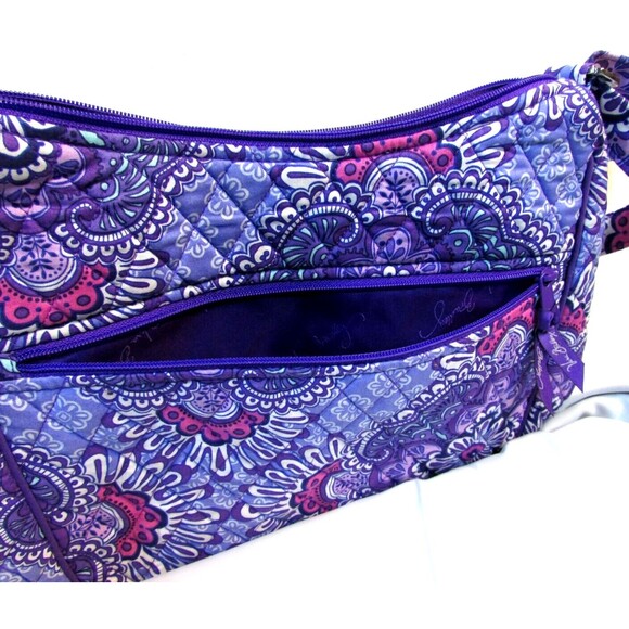 Vera Bradley Shoulder Bag VBE18 Purple Floral Adjustable Foldable Base - Picture 8 of 12